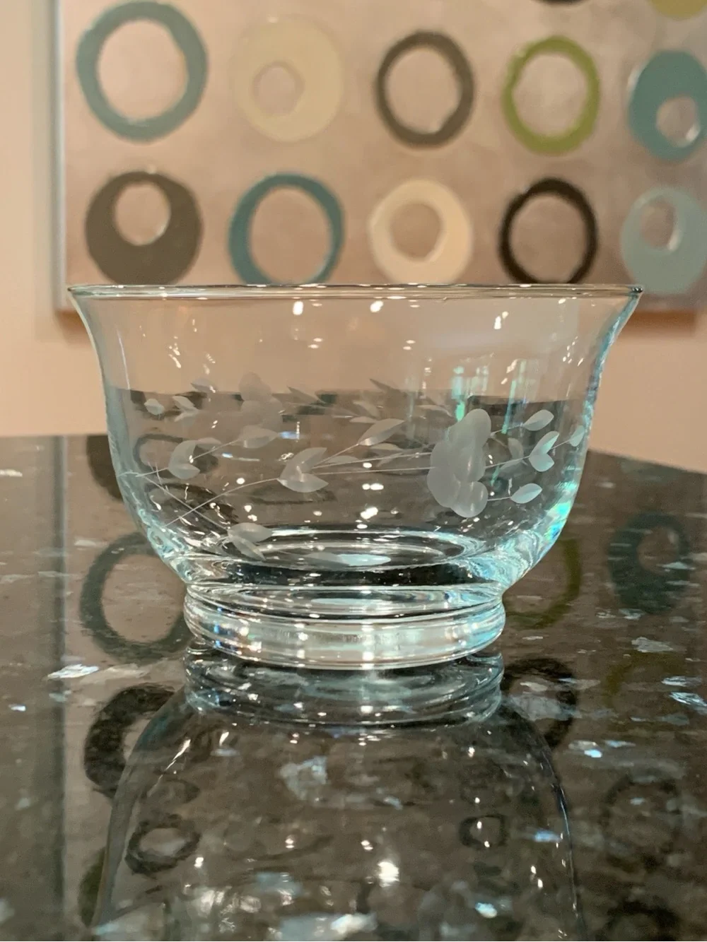 Vintage Princess House Heritage Crystal Revere Bowl #385 5” Etched Floral USA